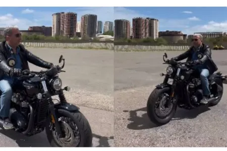 51 yaşlı Əməkdar artistin bahalı motosikleti - VİDEO