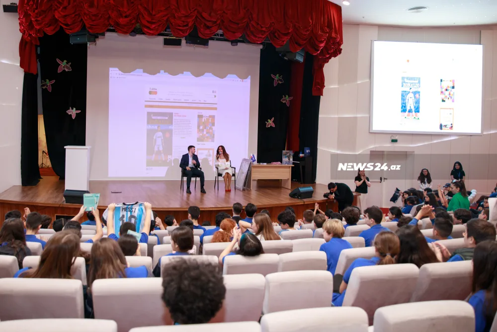 Qara Qarayev şagirdlərlə görüşdü - FOTOLAR