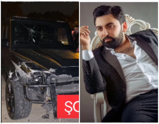 Azərbaycanlı müğənni "Galendewagen"i ilə qəzaya düşdü - FOTO