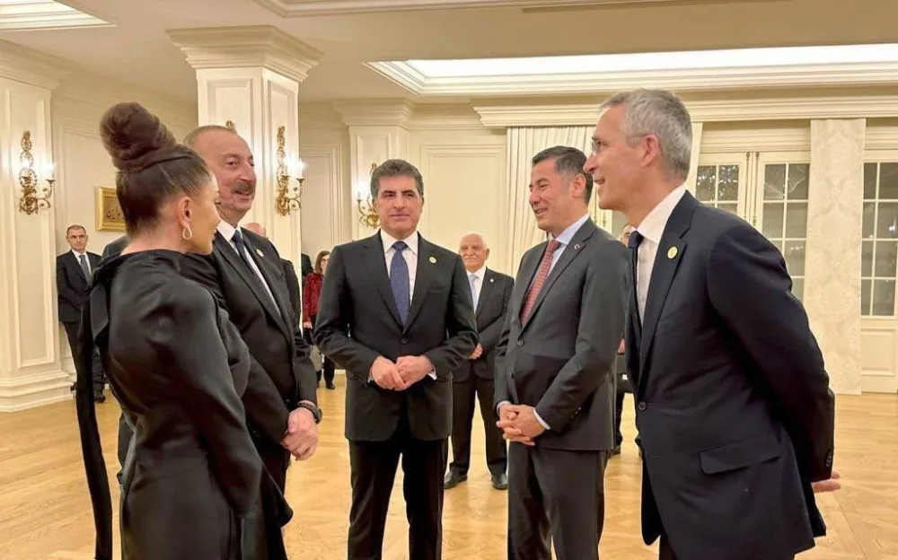 Əliyev Oğan, Stoltenberq və Bərzani ilə - Foto