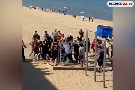 Çimərlikdə bir qrup şəxslər döyüldü - — VİDEO