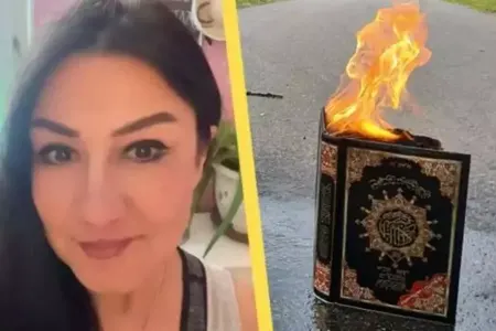 İranlı qadın polisin mühafizəsi altında "Quran"-ı yandırdı - FOTO