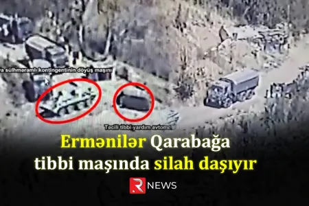 Ermənilər Tibbi Maşında silah daşıyır - VİDEO
