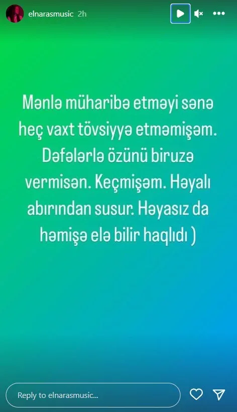 Elnarə onunla “müharibə” aparan həmkarına xəbərdarlıq - ETDİ – FOTO