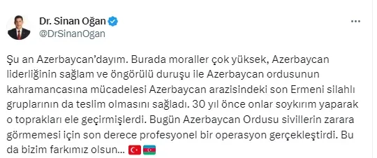 Sinan Oğan Azərbaycana gəldi