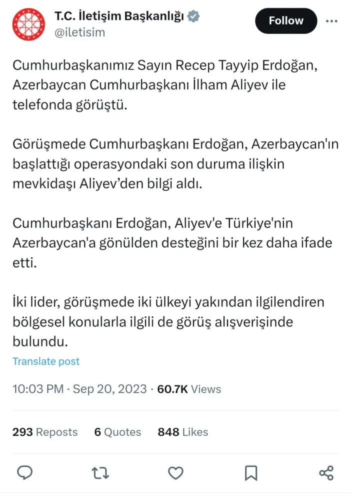 Ərdoğan İlham Əliyevlə - telefonla danışıb