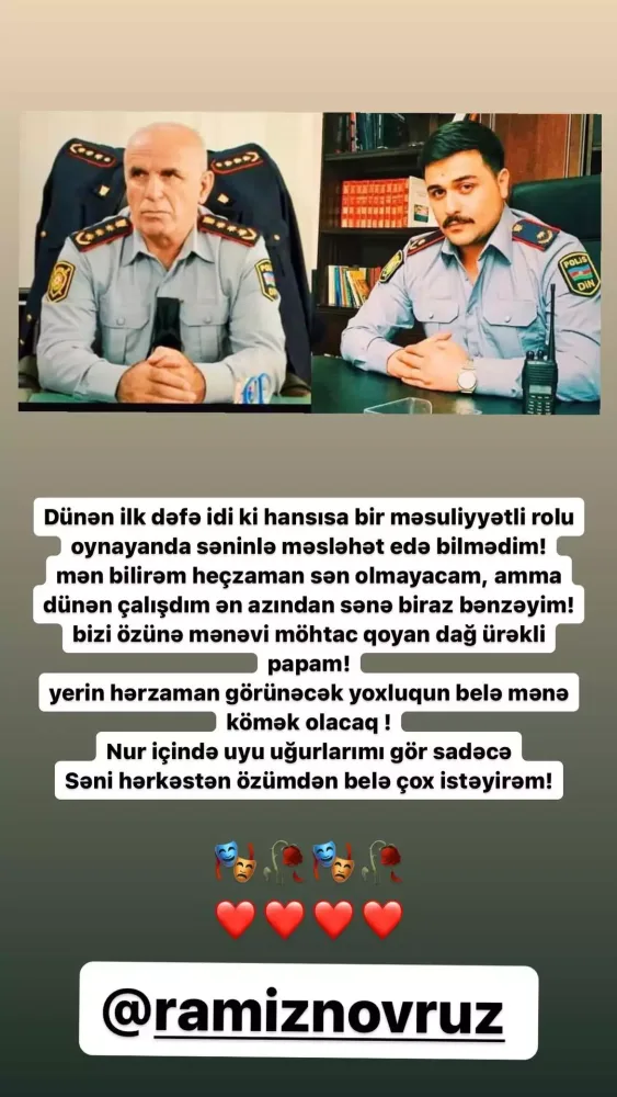 Ramiz Novruzun oğlu atasından yazdı - FOTO