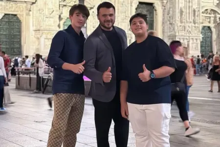 Emin Ağalarov əkizləri ilə İtaliyada - FOTO