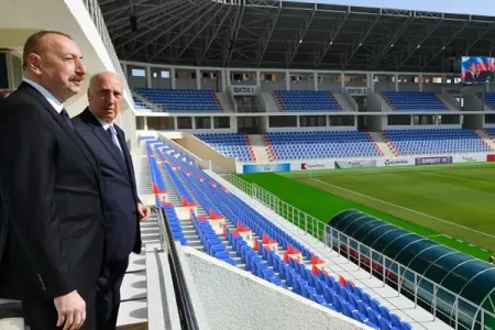 Prezident Sumqayıt şəhər stadionunda - FOTO