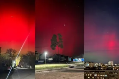 Rusiyada səma qırmızı rəngə boyandı - FOTO