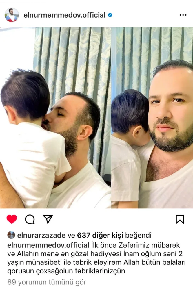 Elnur oğlu ilə bağlı paylaşım etdi - FOTO