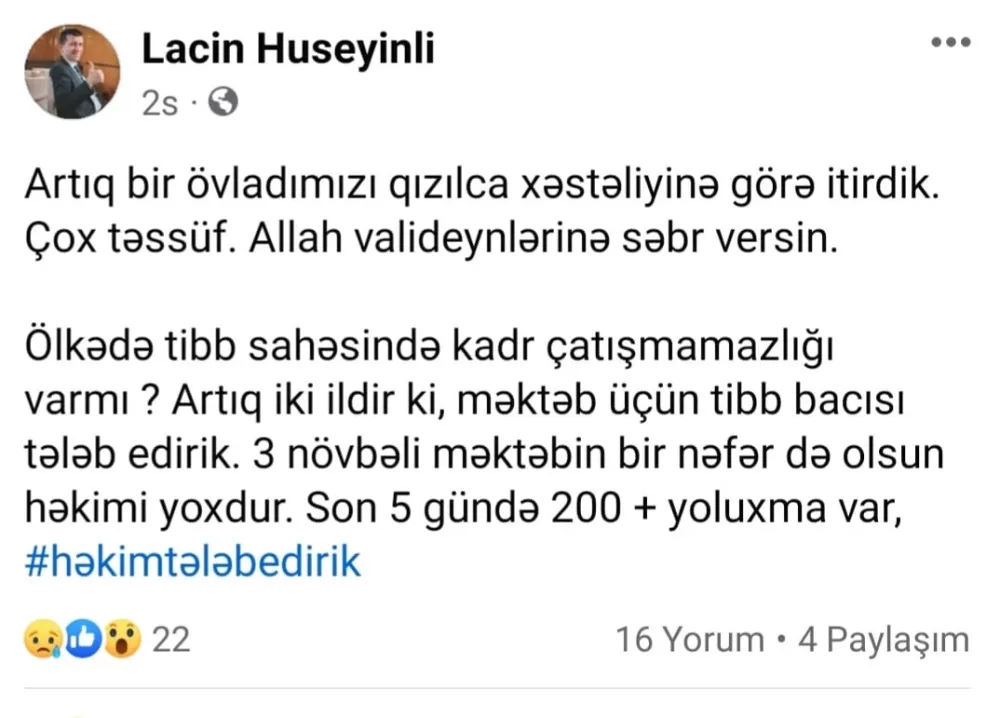 TƏCİLİ!!! Bu məktəbin şagirdi QIZILCADAN ÖLDÜ - FOTO