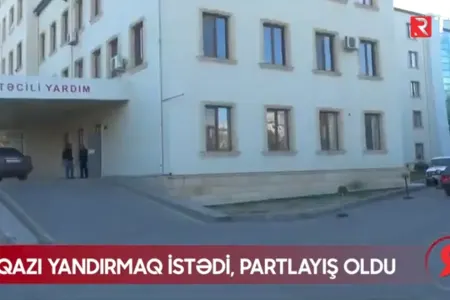 Qazı yandırmaq istədi partlayış oldu - Video