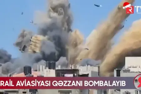 İsrail aviasiyası Qəzzanı bombalayıb - VİDEO