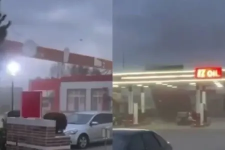 Ağstafada güclü külək: - Yanacaqdoldurma məntəqəsini... - VİDEO