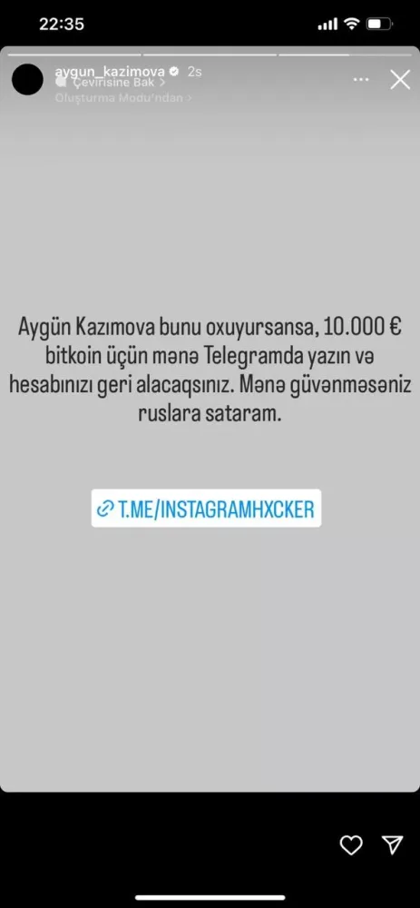 Xakerdən Aygün Kazımovaya İSMARIC: - "Bunu oxuyursansa..." - FOTO