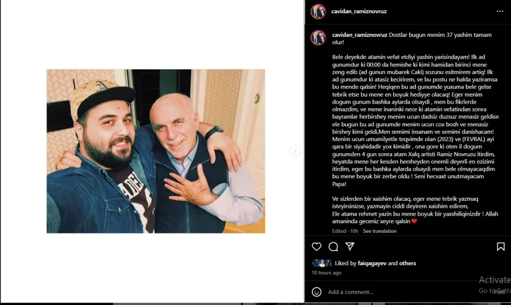 “Mənə təbrik yazmayın!” - Cavidan Novruz