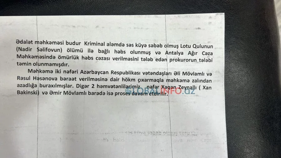“Lotu Quli”nin qətli: - onlar azadlığa buraxıldı – FOTO
