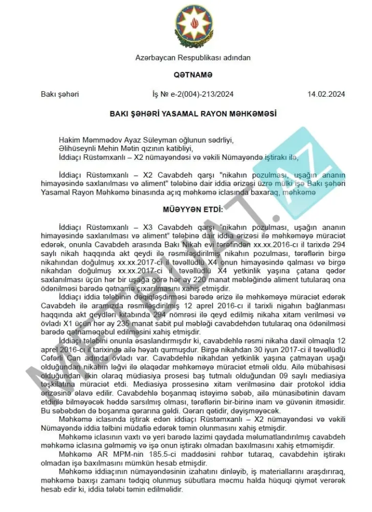 Sabir Rüstəmxanlının qızı buna görə boşanıbmış - FOTO