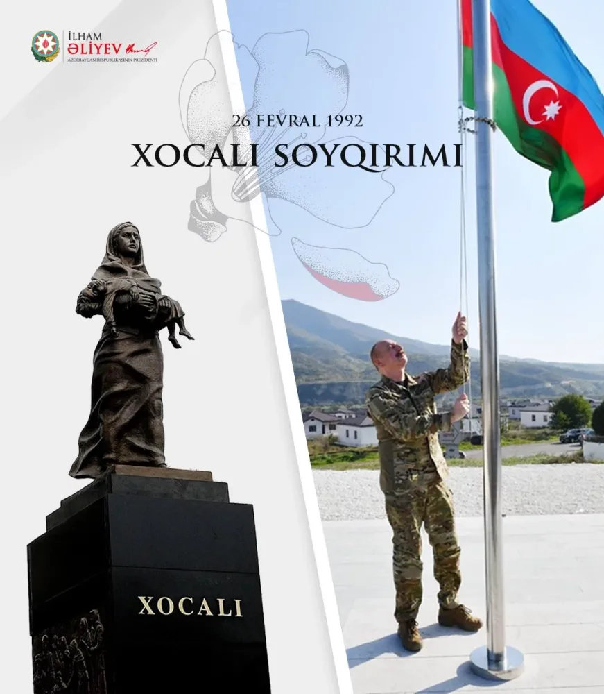 İlham Əliyev Xocalı soyqırımının ildönümü ilə bağlı paylaşım edib