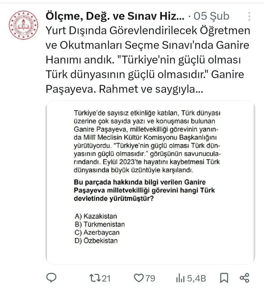 İmtahana Qənirə Paşayeva ilə bağlı - SUAL SALINDI