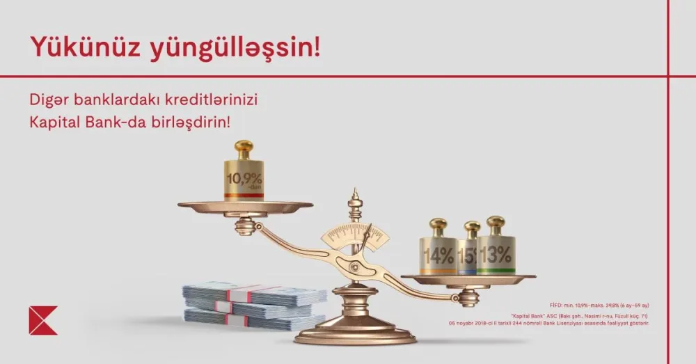 Kreditlərinizi Kapital Bank-a gətirin, daha sərfəli şərtlər əldə edin