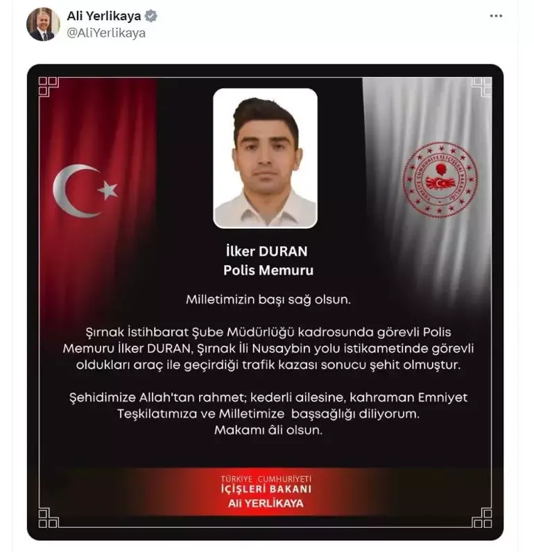 Ərdoğanın qəzaya düşən mühafizəçilərindən biri də öldü