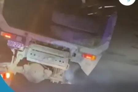 Yük maşınını təkərsiz sürən şəxs cəzalandırıldı - VİDEO