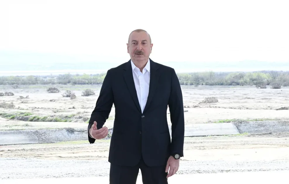 İlham Əliyev Şirvan suvarma kanalının təməlini qoydu - FOTOLAR