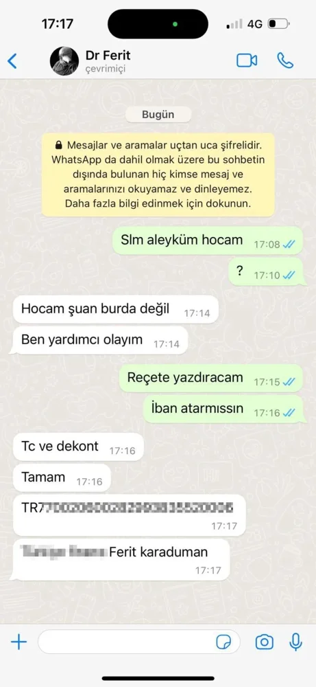 Whatsapp-dan narkotik resepti yazdı