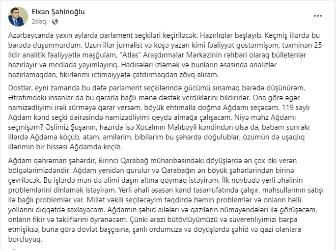 Tanınmış politoloq da deputat olmaq istəyir - FOTO