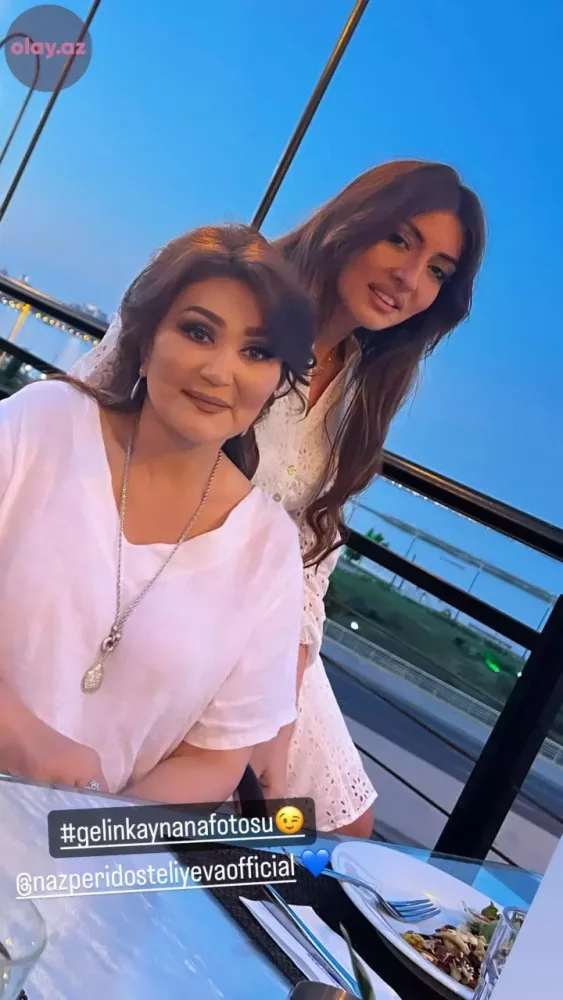 Nazpəri Dostəliyeva oğlu və gəlini ilə - FOTOlar