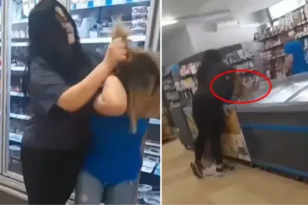 Müştəri supermarket işçisini döydü - VİDEO