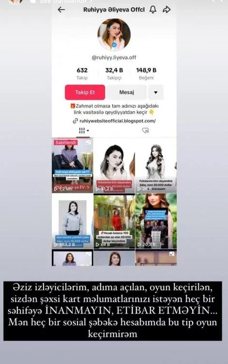 Ruhi Əliyevanın adından növbəti dələduzluq - FOTO