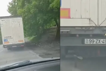 Azərbaycan nömrə nişanlı avtomobil Ermənistanda - — FOTO
