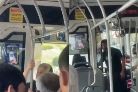 Avtobusda sürücü ilə sərnişinlər arasında - GƏRGİNLİK: "Düşün yerə" - VİDEO