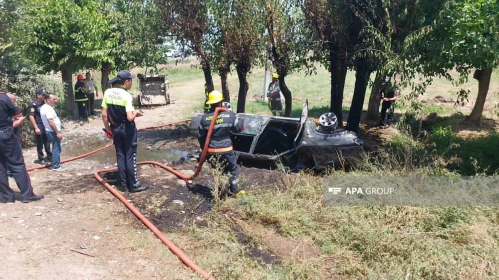 Ağdamda avtomobil aşaraq yanıb: - Xəsarət alan var