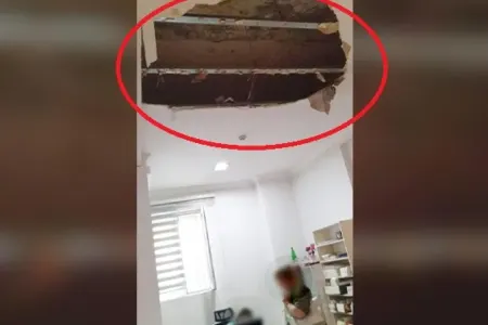 Bakıda poliklinikanın tavanı çökdü - FOTO