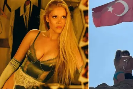 Türk bayrağı altında dodaq-dodağa poza verdi