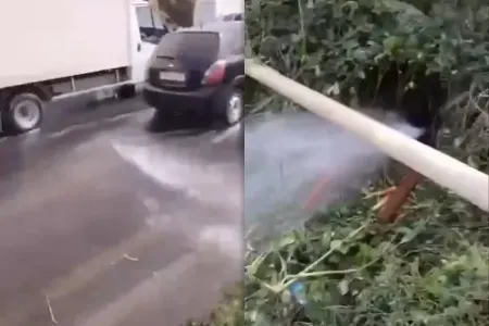 Bakıda boru partladı - İçməli su təzyiqlə yola axır