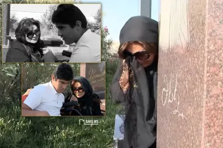 Nazpəri Dostəliyeva nəvəsi Tamerlanla oğlunun məzarında - VİDEO