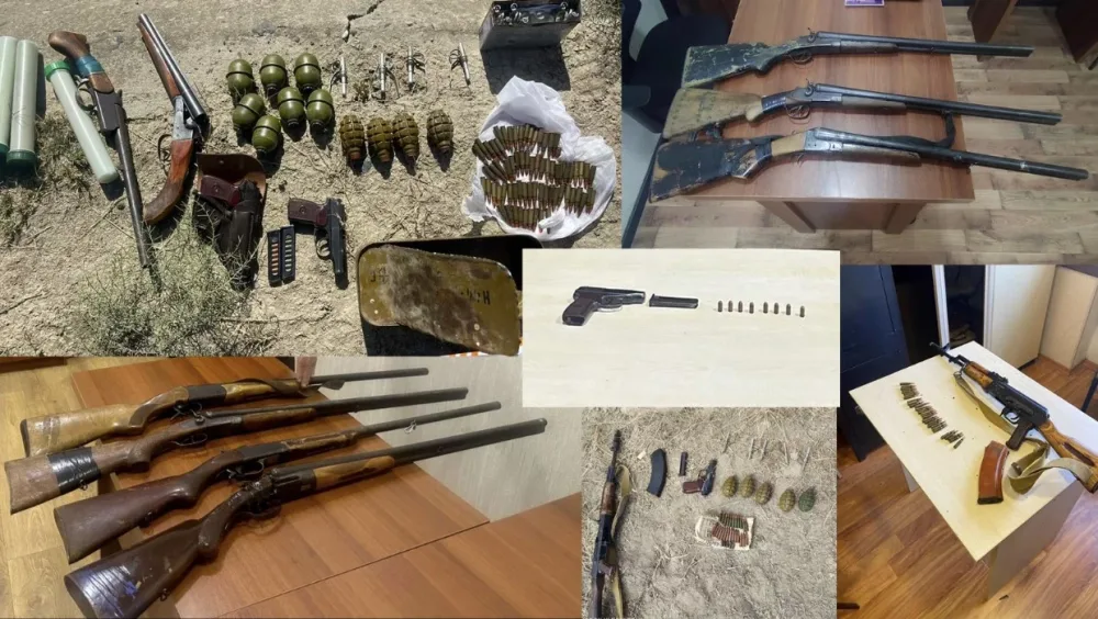 Polis xeyli silah-sursat aşkarladı - FOTO