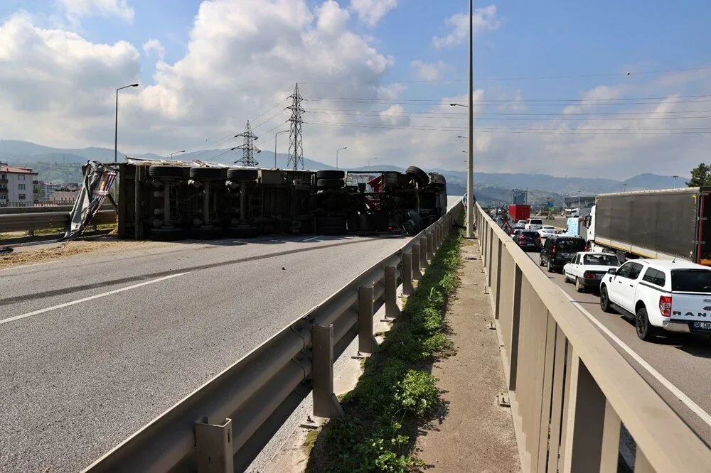 Sürücünü arı sancdı, yük maşını aşdı