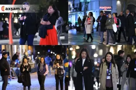 Bakının turistlə dolu olan gecəsi - Fotolar