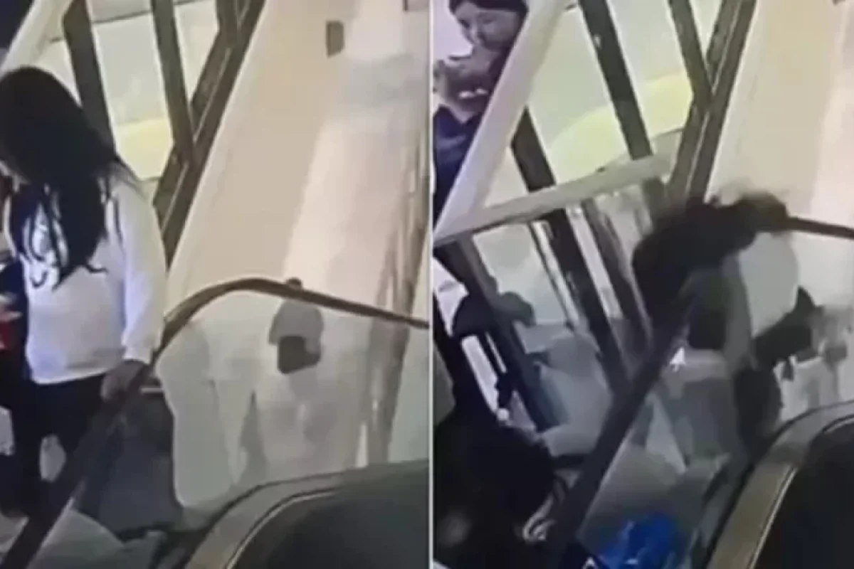 Eskalatorun məhəccərində oturan qadın faciəvi şəkildə öldü - ANBAAN VİDEO