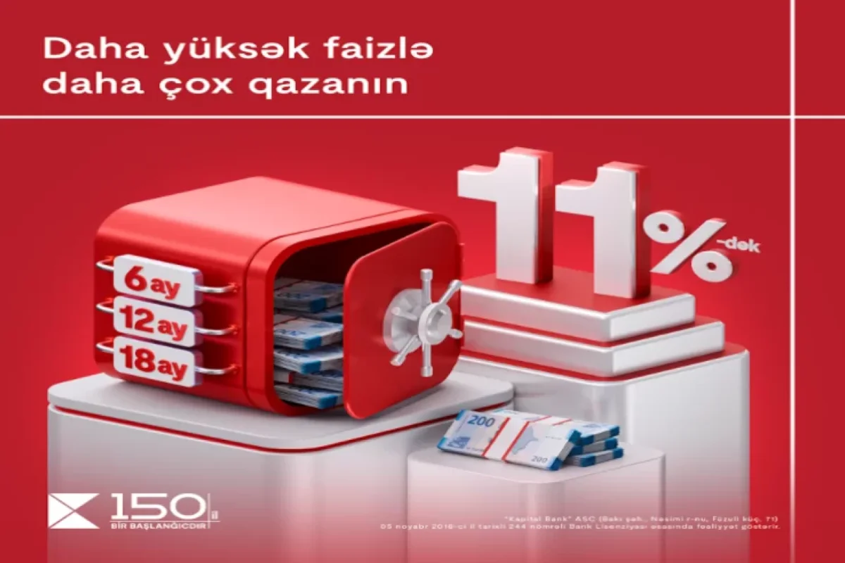 Yeni ilə yüksək gəlirlə: "Kapital Bank" depozit faizlərini - 11 faizə qaldırdı