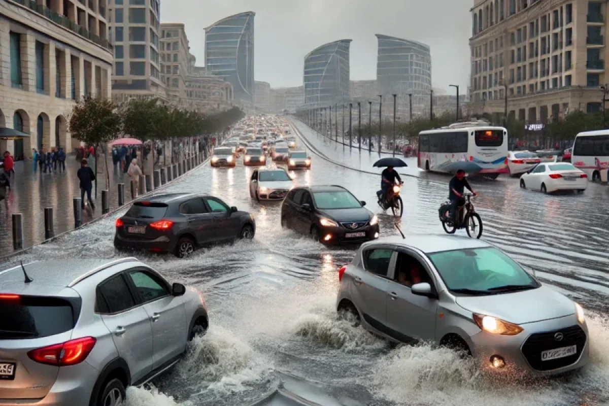 Bakıya yağan güclü yağışdan sonra yollardakı - VƏZİYYƏT