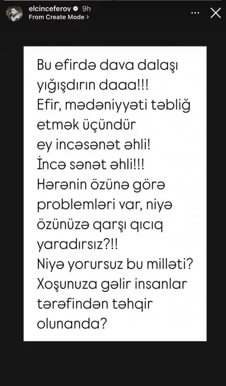 "İncəsənət əhli, efirdə bunları yığışdırın" - FOTO