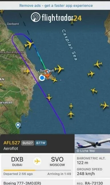 Dubay-Moskva reysi ilə uçan təyyarə Bakıya endi - TƏCİLİ ‼️