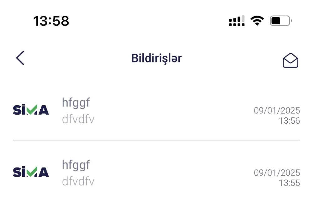 SİMA-dan istifadəçilərə göndərilən bildirişlərlə bağlı - AÇIQLAMA